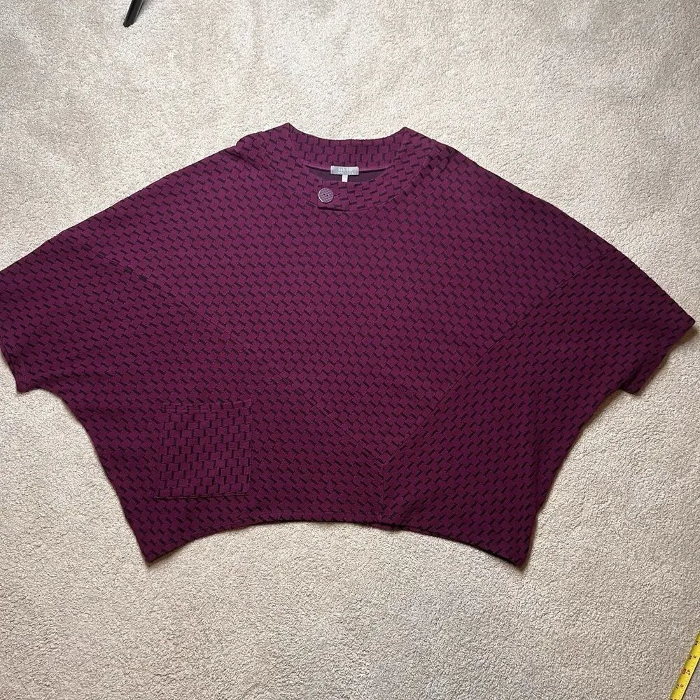 Habitat Clothes To Live In Oversize Sweater Women L Lagenlook Houndstooth Purple